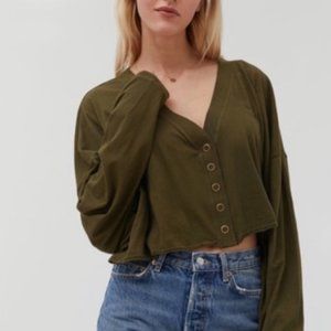 Out From Under Green Cardigan crop